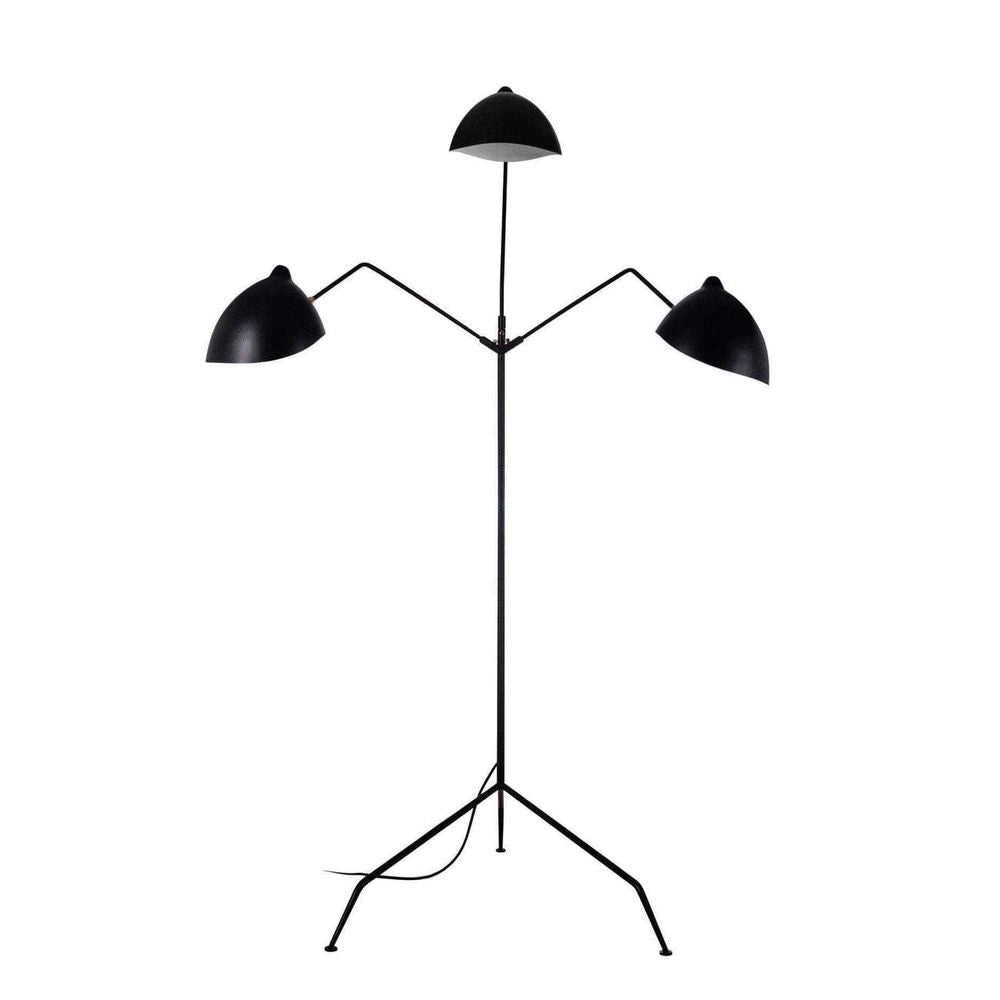 MFL-3 Floor Lamp, shown in black with metal and three independently adjustable arms.