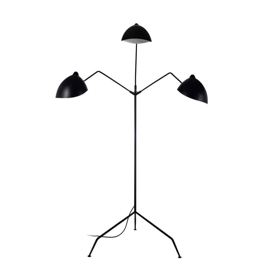MFL-3 Floor Lamp, shown in black with metal and three independently adjustable arms.