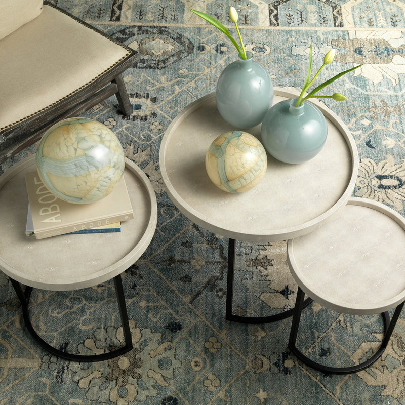 Maddox Side Tables-Jamie Young-JAMIEYO-LS20MADDSTIV-Side TablesIvory Faux Shagreen-2-France and Son