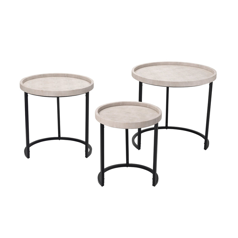 Maddox Side Tables-Jamie Young-JAMIEYO-LS20MADDSTIV-Side TablesIvory Faux Shagreen-1-France and Son