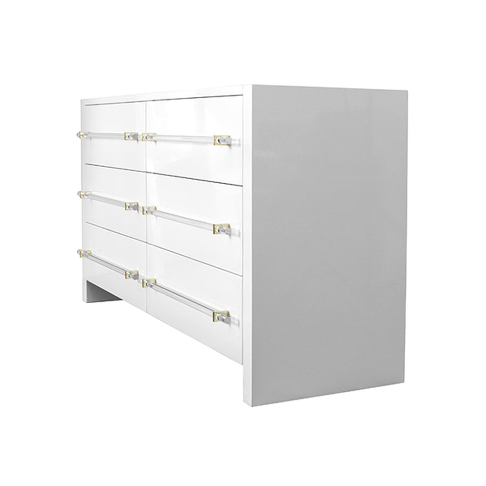 Luke Six Drawer Chest with Acrylic Harware-Worlds Away-WORLD-LUKE CON-DressersCerused Oak-Polished Nickel-24-France and Son