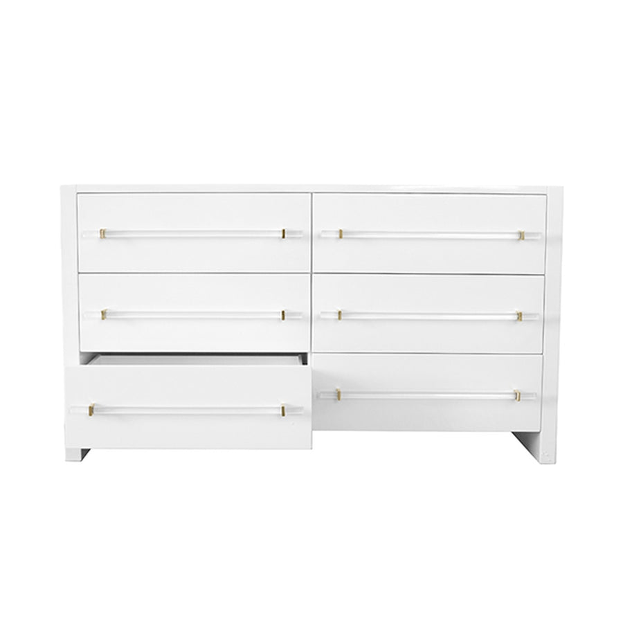 Luke Six Drawer Chest with Acrylic Harware-Worlds Away-WORLD-LUKE CON-DressersCerused Oak-Polished Nickel-25-France and Son