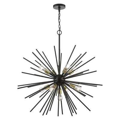 Tribeca 34 Inch Large Pendant-Livex Lighting-LIVEX-46176-68-PendantsShiny Black with Polished Brass Accents-1-France and Son