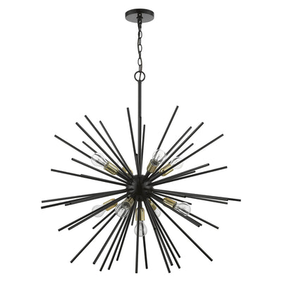 Tribeca 34 Inch Large Pendant-Livex Lighting-LIVEX-46176-68-PendantsShiny Black with Polished Brass Accents-3-France and Son