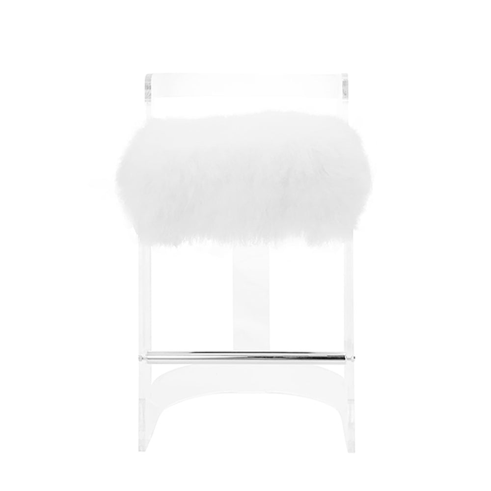 Malone Acrylic Barrel Back Counter Stool With Cushion-Worlds Away-WORLD-MALONE GRY-Bar StoolsGREY VELVET-5-France and Son