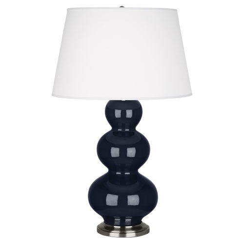 Triple Gourd Table Lamp - Antique Silver 32.75"H-Robert Abbey Fine Lighting-ABBEY-MB42X-Table LampsMidnight Blue-3-France and Son