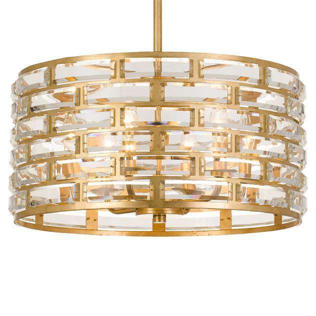 Meridian 6 Light Antique Gold Chandelier-Crystorama Lighting Company-CRYSTO-MER-4866-GA-Chandeliers-1-France and Son