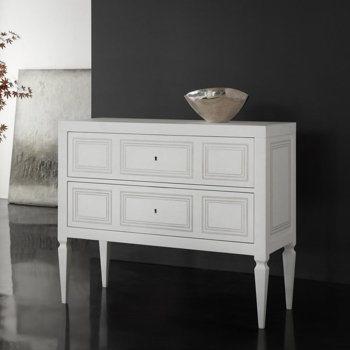 Milan Commode - White Linen With Grey Accent-Modern History-MODERN-MH561F04-Dressers-1-France and Son