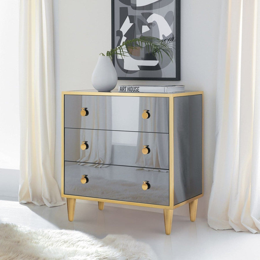 Smoked Mirror Bedside Chest-Modern History-MODERN-MH903F01-Nightstands-1-France and Son