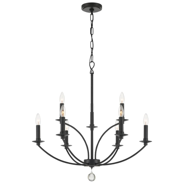 Mila 9 Light Chandelier-Crystorama Lighting Company-CRYSTO-MIL-8009-BK-Chandeliers-1-France and Son