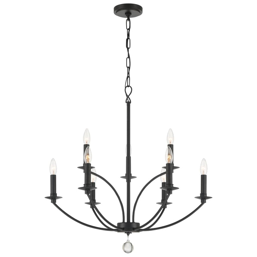 Mila 9 Light Chandelier-Crystorama Lighting Company-CRYSTO-MIL-8009-BK-Chandeliers-1-France and Son