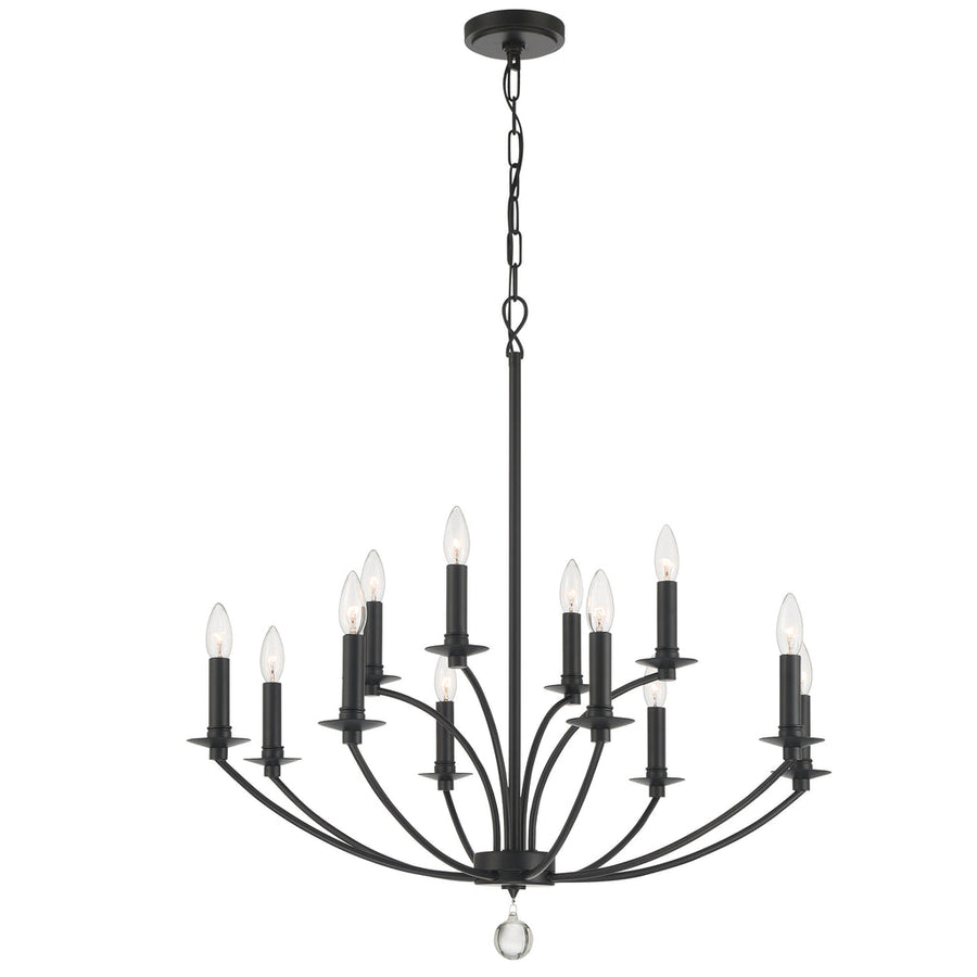 Mila 12 Light Chandelier-Crystorama Lighting Company-CRYSTO-MIL-8012-BK-Chandeliers-1-France and Son