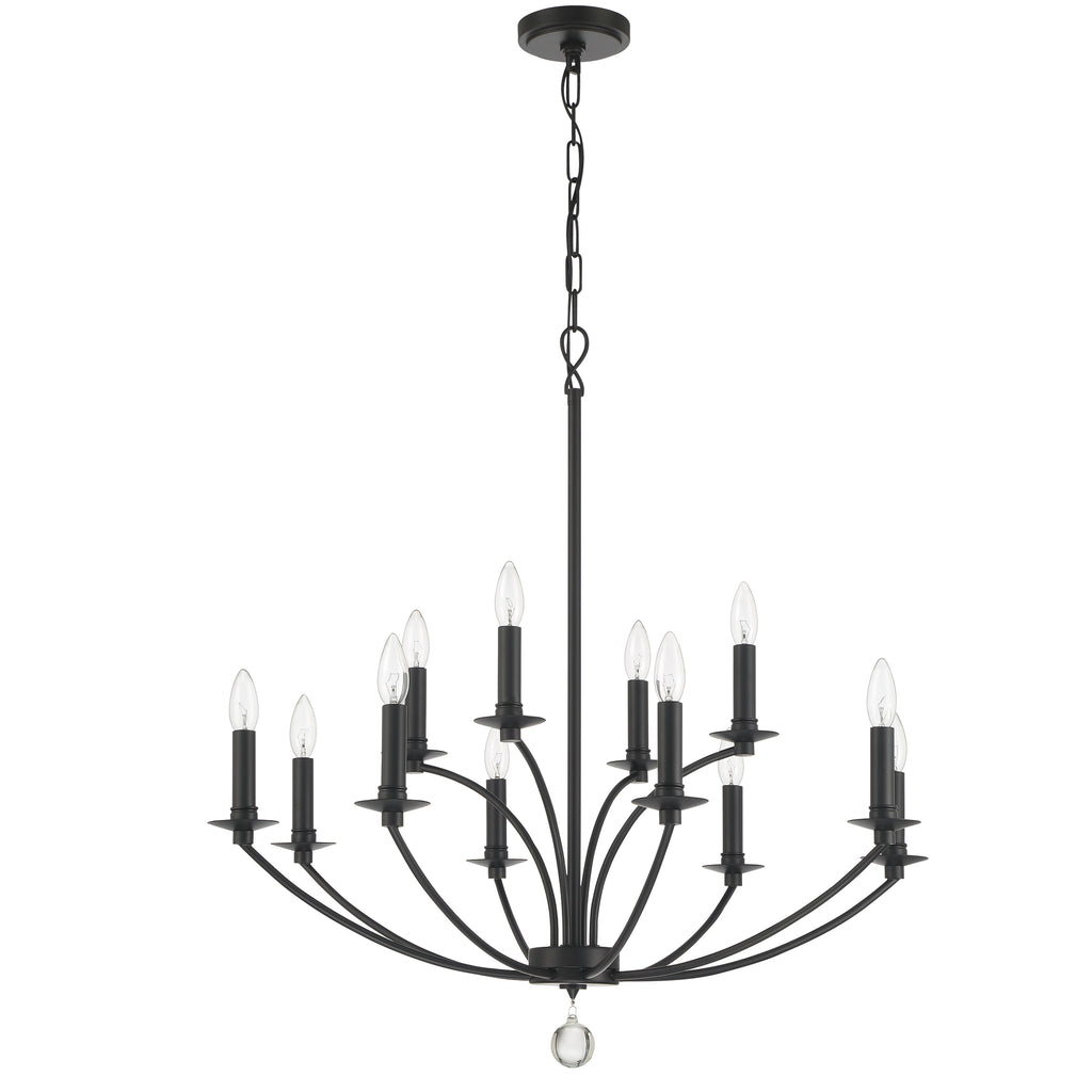Mila 12 Light Chandelier-Crystorama Lighting Company-CRYSTO-MIL-8012-BK-Chandeliers-5-France and Son