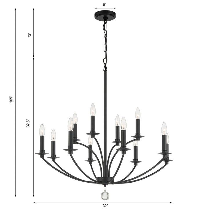 Mila 12 Light Chandelier-Crystorama Lighting Company-CRYSTO-MIL-8012-BK-Chandeliers-4-France and Son