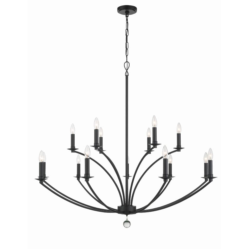 Mila 15 Light Chandelier-Crystorama Lighting Company-CRYSTO-MIL-8015-BK-Chandeliers-1-France and Son