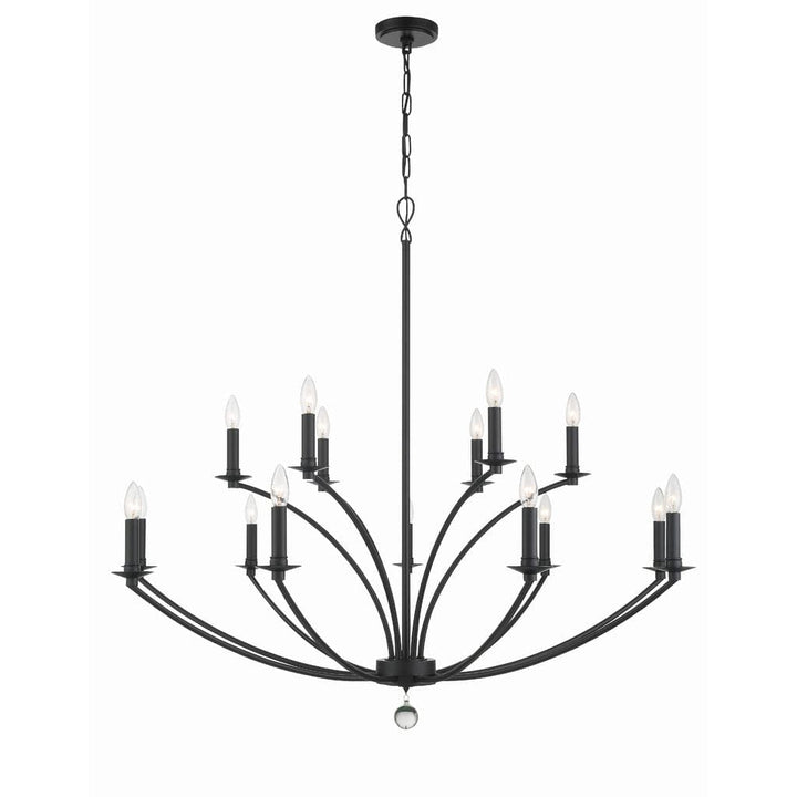 Mila 15 Light Chandelier-Crystorama Lighting Company-CRYSTO-MIL-8015-BK-Chandeliers-1-France and Son