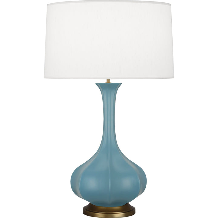 Pike Table Lamp - Aged Brass Base-Robert Abbey Fine Lighting-ABBEY-MOB94-Table LampsMatte Steel Blue-30-France and Son