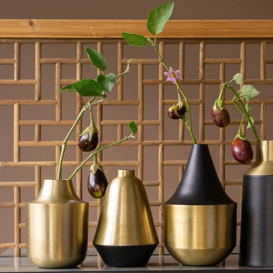 Berber Noir 9.5"H Vase - set of 2-Gold Leaf Design Group-GOLDL-IR9600-9B-Vases-3-France and Son