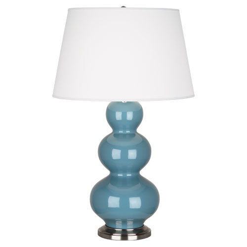 Triple Gourd Table Lamp - Antique Silver 32.75"H-Robert Abbey Fine Lighting-ABBEY-OB42X-Table LampsSteel Blue-1-France and Son