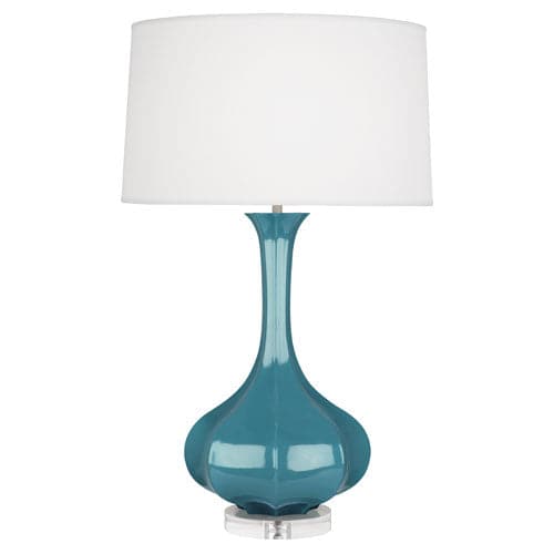 Pike Table Lamp - Lucite Base-Robert Abbey Fine Lighting-ABBEY-OB996-Table LampsSteel Blue-18-France and Son