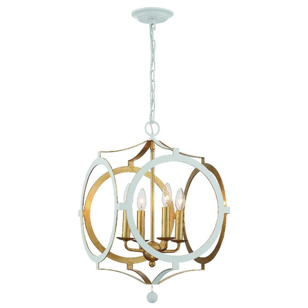 Odelle 4 Light Chandelier-Crystorama Lighting Company-CRYSTO-ODE-704-MT-GA-ChandeliersMatte White + Antique Gold-2-France and Son