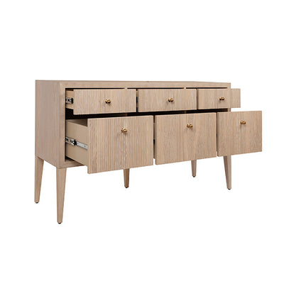 Palmer Fluted Six Drawer Buffet-Worlds Away-WORLD-PALMER CO-Sideboards & CredenzasNatural-3-France and Son