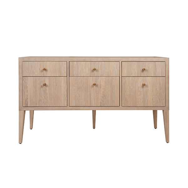 Palmer Fluted Six Drawer Buffet-Worlds Away-WORLD-PALMER CO-Sideboards & CredenzasNatural-1-France and Son
