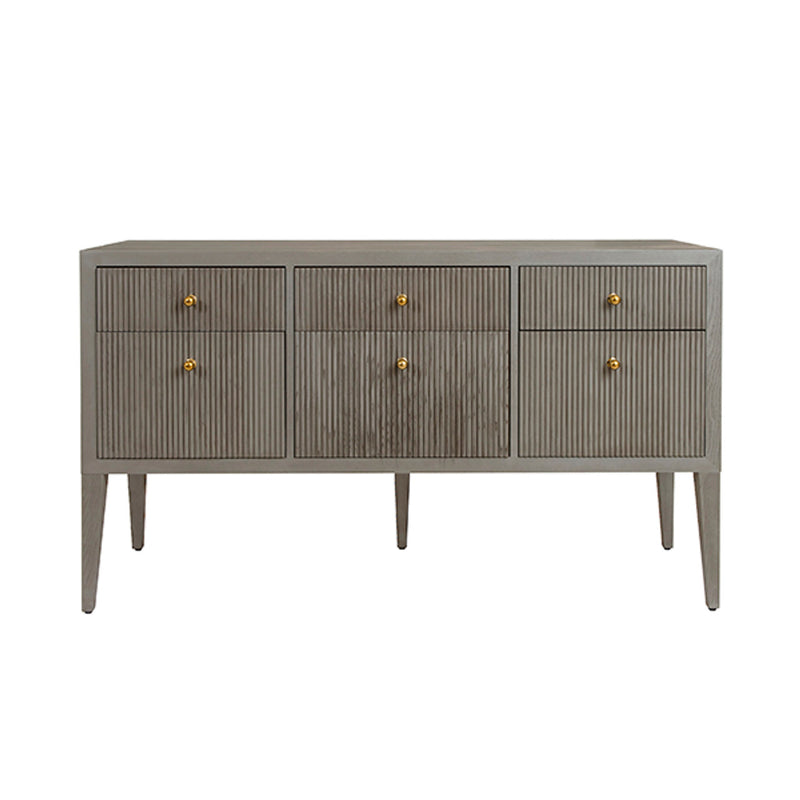 Palmer Fluted Six Drawer Buffet-Worlds Away-WORLD-PALMER SG-Sideboards & CredenzasGrey-5-France and Son