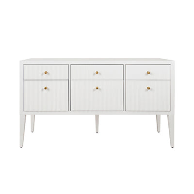 Palmer Fluted Six Drawer Buffet-Worlds Away-WORLD-PALMER WH-Sideboards & CredenzasWhite-9-France and Son