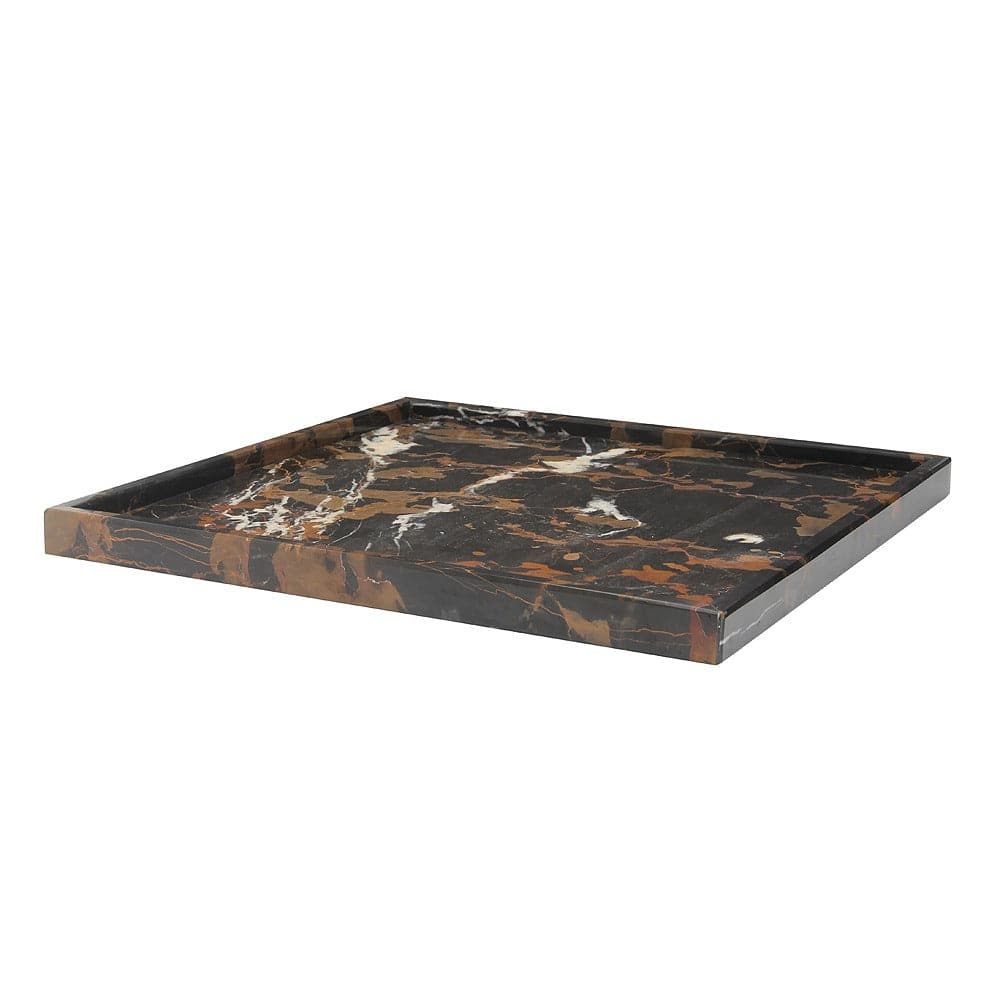 Ambrosia Collection Honed Finish Square Tray 14"-Marble Crafter-MC-PC22-BG-TraysBlack & Gold Marble-1-France and Son