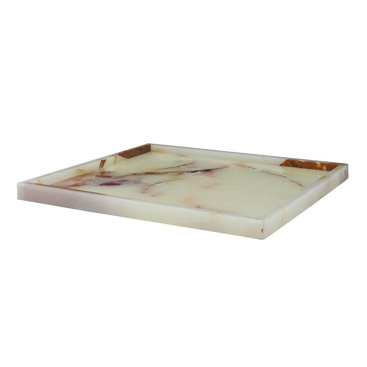 Ambrosia Collection Honed Finish Square Tray 14"-Marble Crafter-MC-PC22-LG-TraysLight Green Onyx-2-France and Son