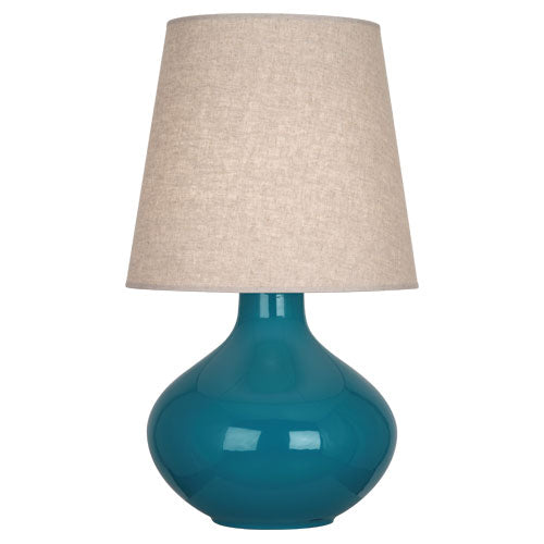 June Table Lamp - Buff Linen Shade-Robert Abbey Fine Lighting-ABBEY-PC991-Table LampsPeacock-7-France and Son