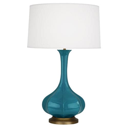Pike Table Lamp - Aged Brass Base-Robert Abbey Fine Lighting-ABBEY-PC994-Table LampsPeacock-27-France and Son