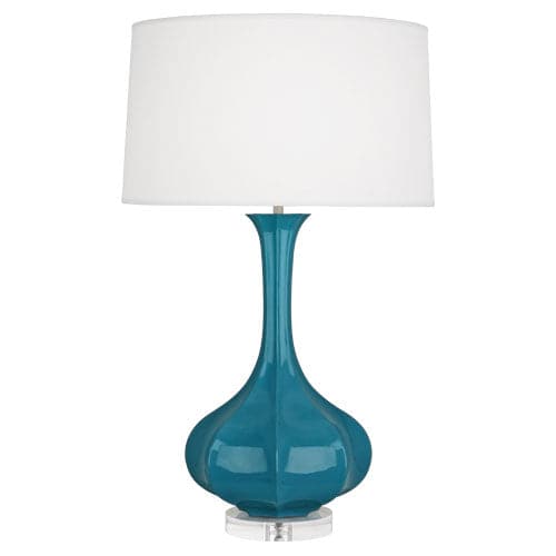 Pike Table Lamp - Lucite Base-Robert Abbey Fine Lighting-ABBEY-PC996-Table LampsPeacock-20-France and Son