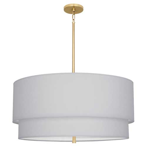 Decker Pendant-Robert Abbey Fine Lighting-ABBEY-PG139-PendantsModern Brass Finish/Pearl Gray Fabric-11-France and Son
