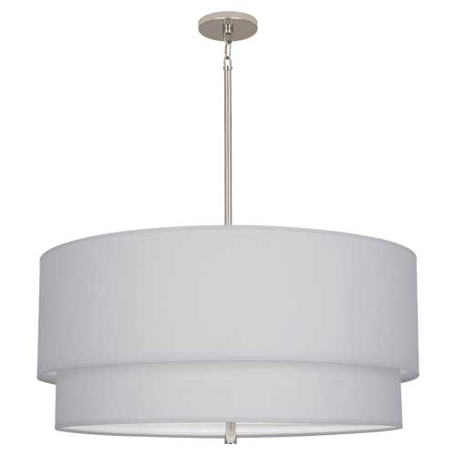 Decker Pendant-Robert Abbey Fine Lighting-ABBEY-PG140-PendantsPolished Nickel Finish/Pearl Gray Fabric-12-France and Son