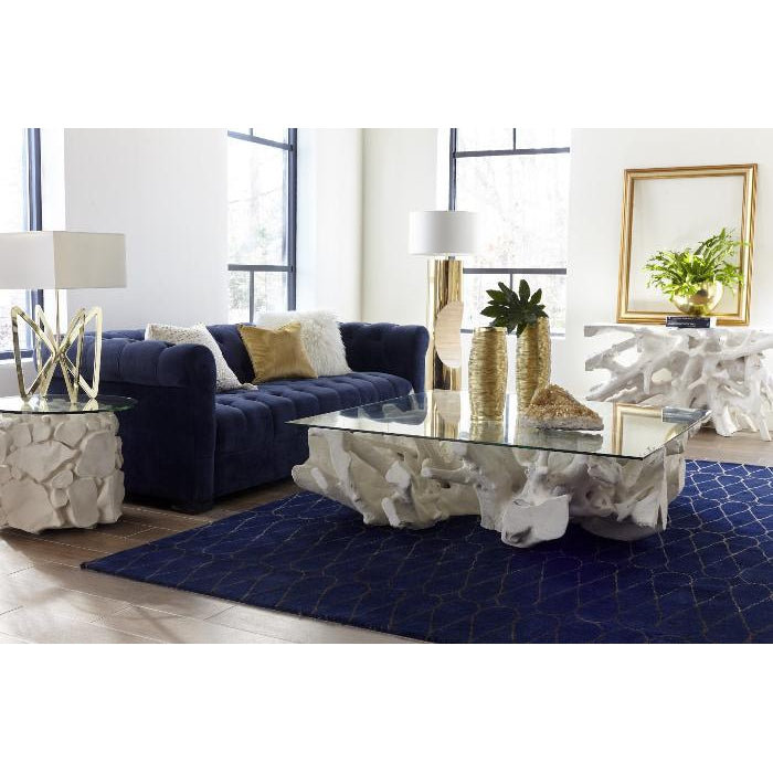 Cast Root Coffee Table, Roman Stone With Glass-Phillips Collection-PHIL-PH87195-Coffee Tables-4-France and Son