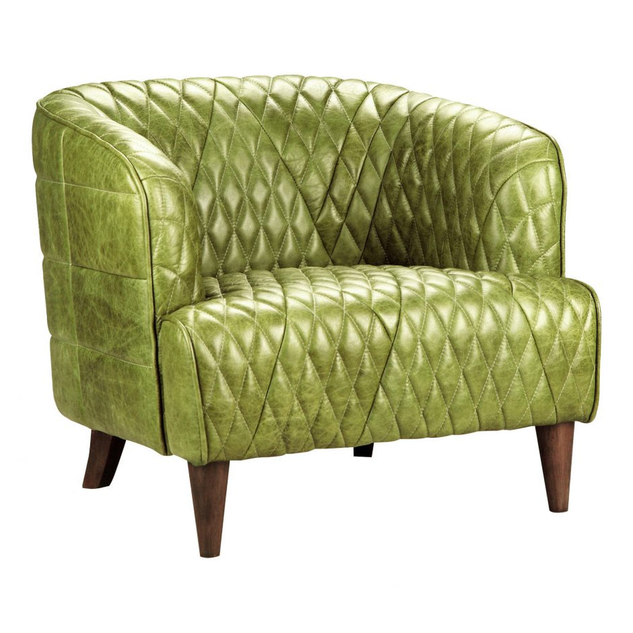 Magdelan Tufted Leather Arm Chair Emerald-Moes-MOE-PK-1076-27-Lounge Chairs-1-France and Son