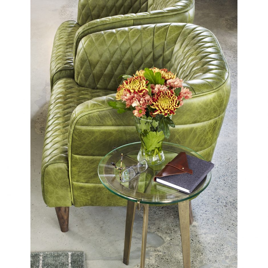 Magdelan Tufted Leather Arm Chair Emerald-Moes-MOE-PK-1076-27-Lounge Chairs-2-France and Son