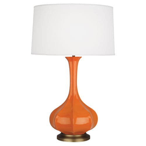 Pike Table Lamp - Aged Brass Base-Robert Abbey Fine Lighting-ABBEY-PM994-Table LampsPumpkin Glazed Ceramic-28-France and Son