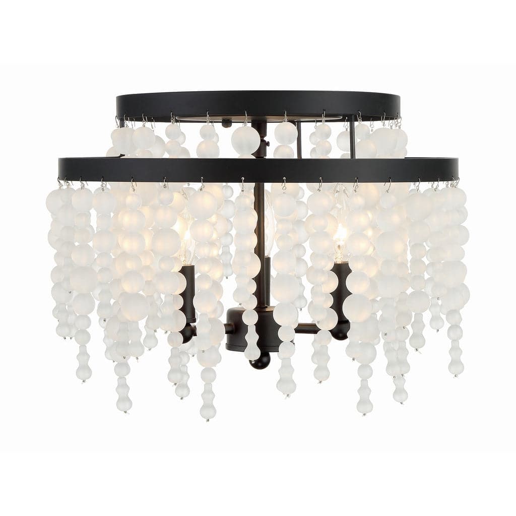 Poppy 3 Light Ceiling Mount-Crystorama Lighting Company-CRYSTO-POP-A5073-MK-FR-Flush MountsFrosted Beads-3-France and Son