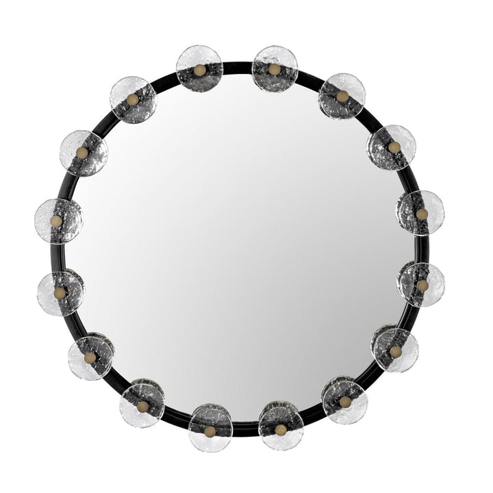 Moira Mirror With Glass Details - Black Metal-Noir-NOIR-PZ008MTB-Mirrors-1-France and Son