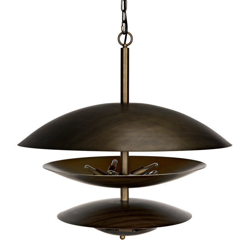 Nora Chandelier - Metal With Aged Brass Finish-Noir-NOIR-PZ010AB-Chandeliers-1-France and Son