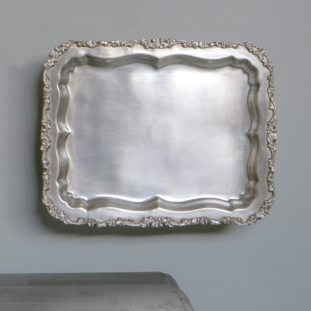 Pewter Platter 13.5"L Rectangle Wall Art-Gold Leaf Design Group-GOLDL-BR1910-13-Decorative Objects-1-France and Son