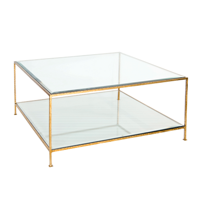 Quadro Square Coffee Table With BVLD Glass-Worlds Away-WORLD-QUADRO G-Coffee TablesGold Leaf-1-France and Son