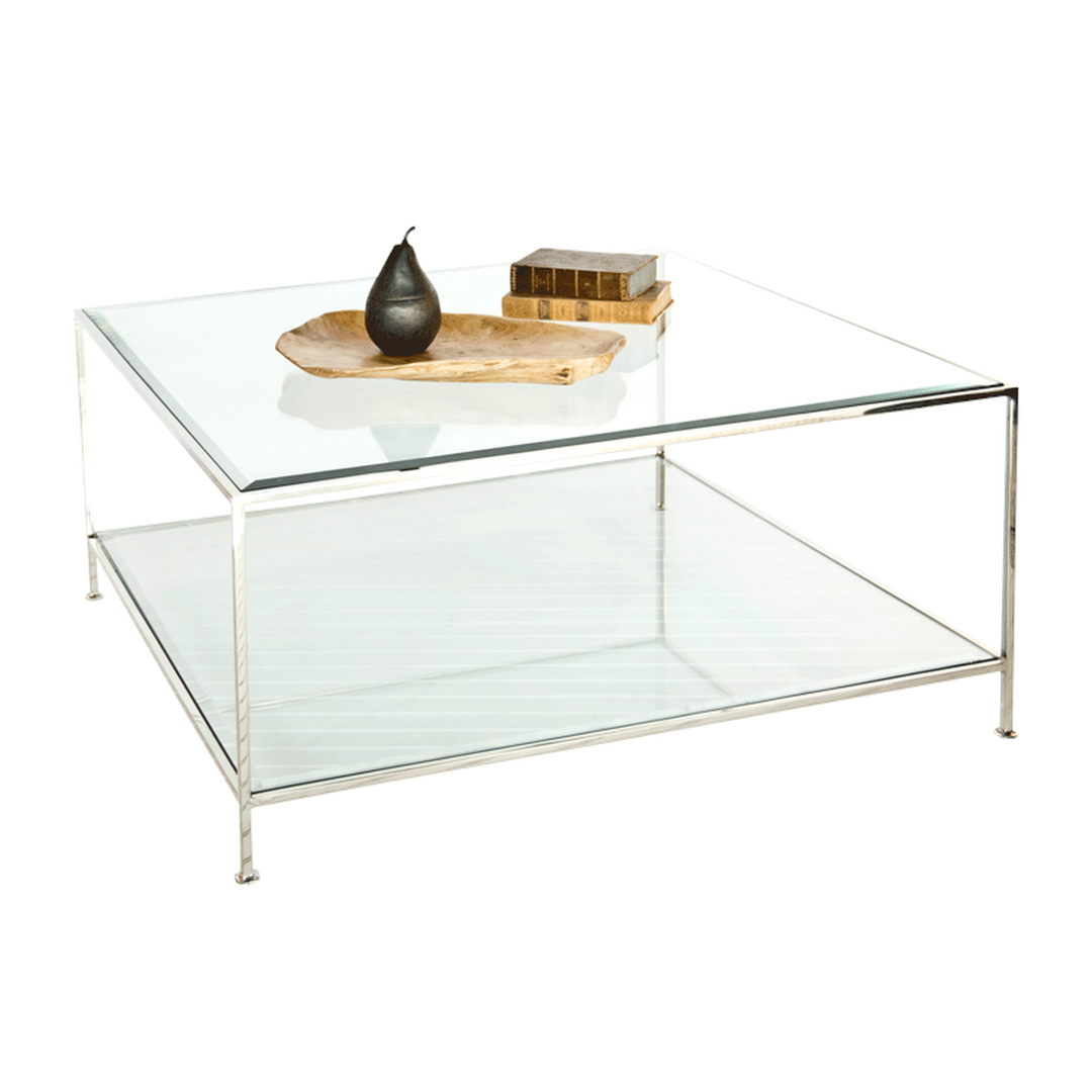Quadro Square Coffee Table With BVLD Glass-Worlds Away-WORLD-QUADRO N-Coffee TablesNickel-3-France and Son