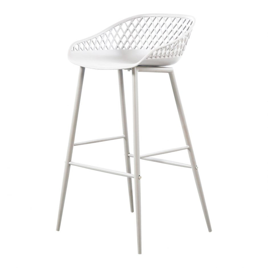 Piazza Outdoor Barstool White - Set Of Two-Moes-MOE-QX-1004-18-Bar Stools-1-France and Son
