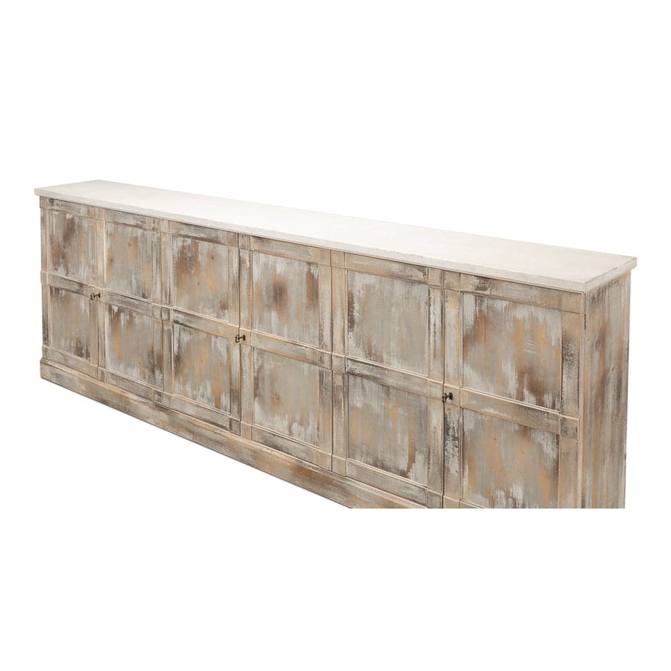 Luciana Wood Buffet 112" Grey Stucco-SARREID-SARREID-R04573T14W-Sideboards & Credenzas-3-France and Son