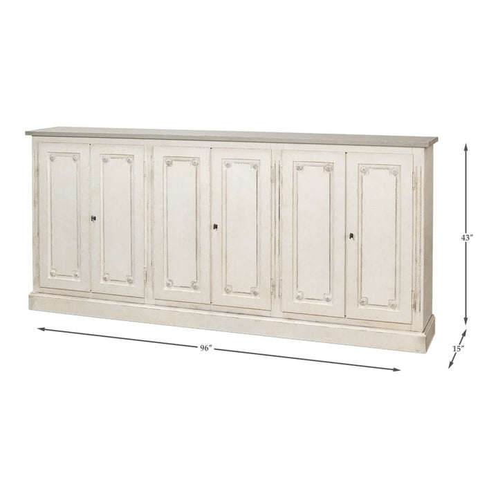 Bellagio Sideboard 96"-SARREID-SARREID-R061-14T15-Sideboards & CredenzasStucco White Base/Grey Top-5-France and Son