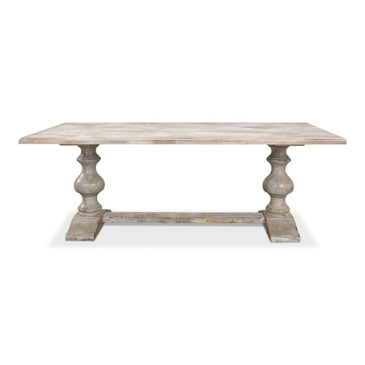 Lionisio Trestle Table 84"-SARREID-SARREID-R085-73-Dining TablesGrey Oak Finish-4-France and Son